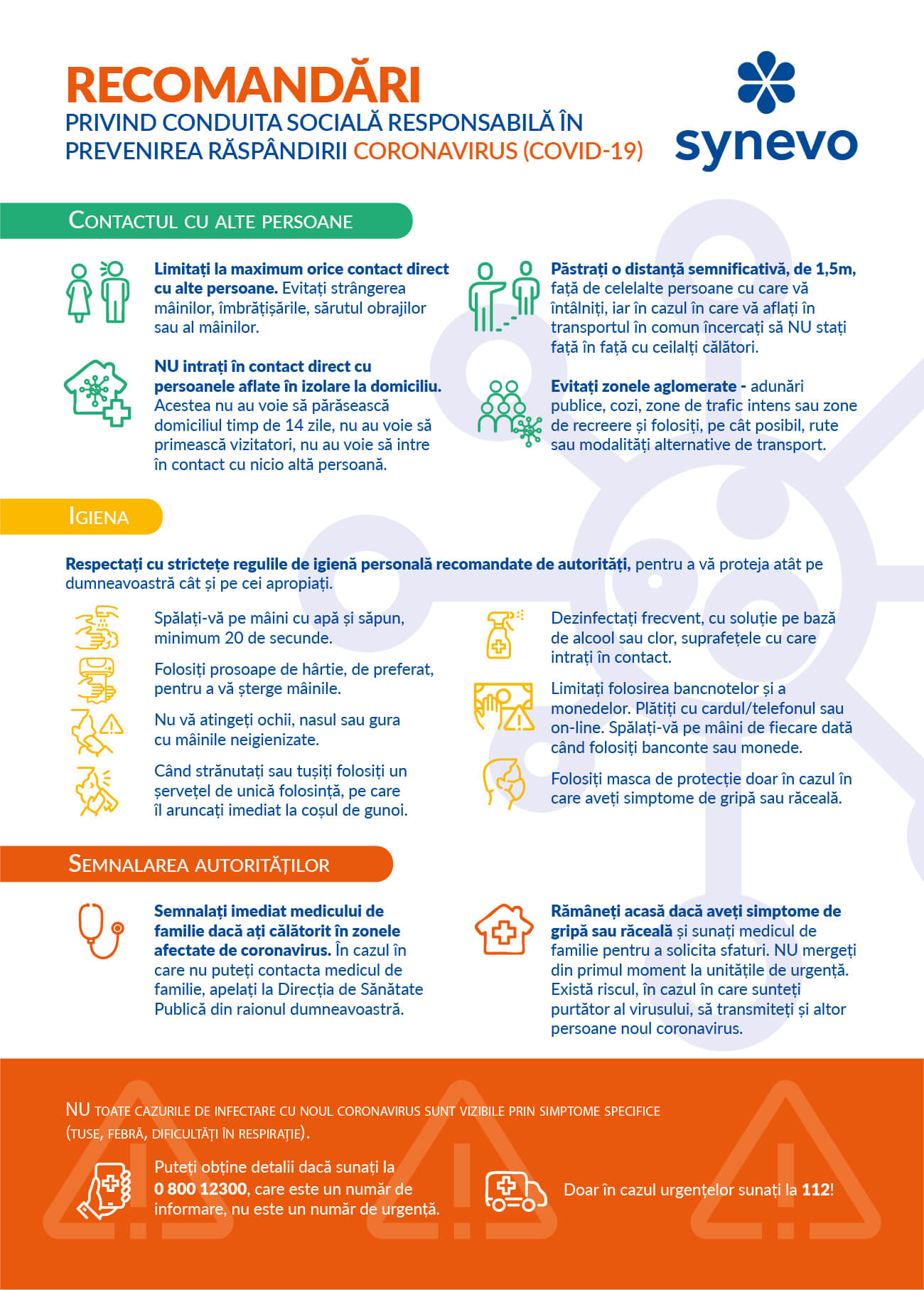 Recomandări sociale privind conduita socială responsabilă în prevenirea răspândirii Coronavirus (COVID-19) - Synevo