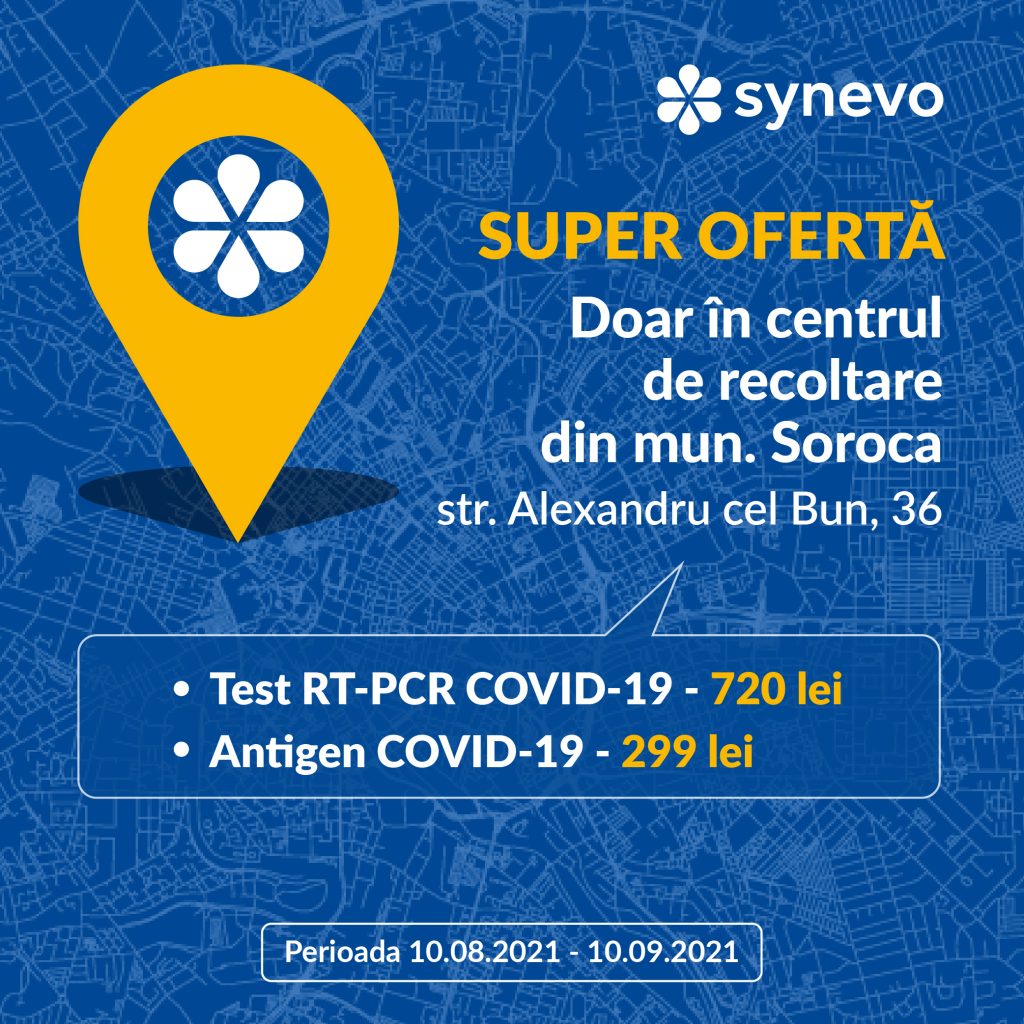Din 10 august, pentru centrul de recoltare din mun. Soroca avem oferte speciale! - Synevo