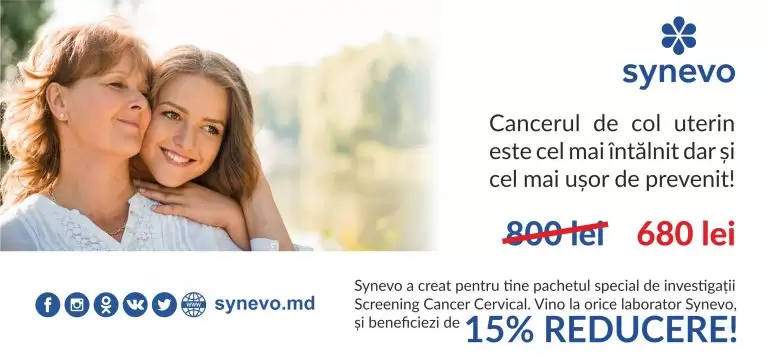 (EXPIRAT)Campanie promoționala screening cancer cervical (testul Papanicolaou in mediu lichid + testul HPV) - Synevo