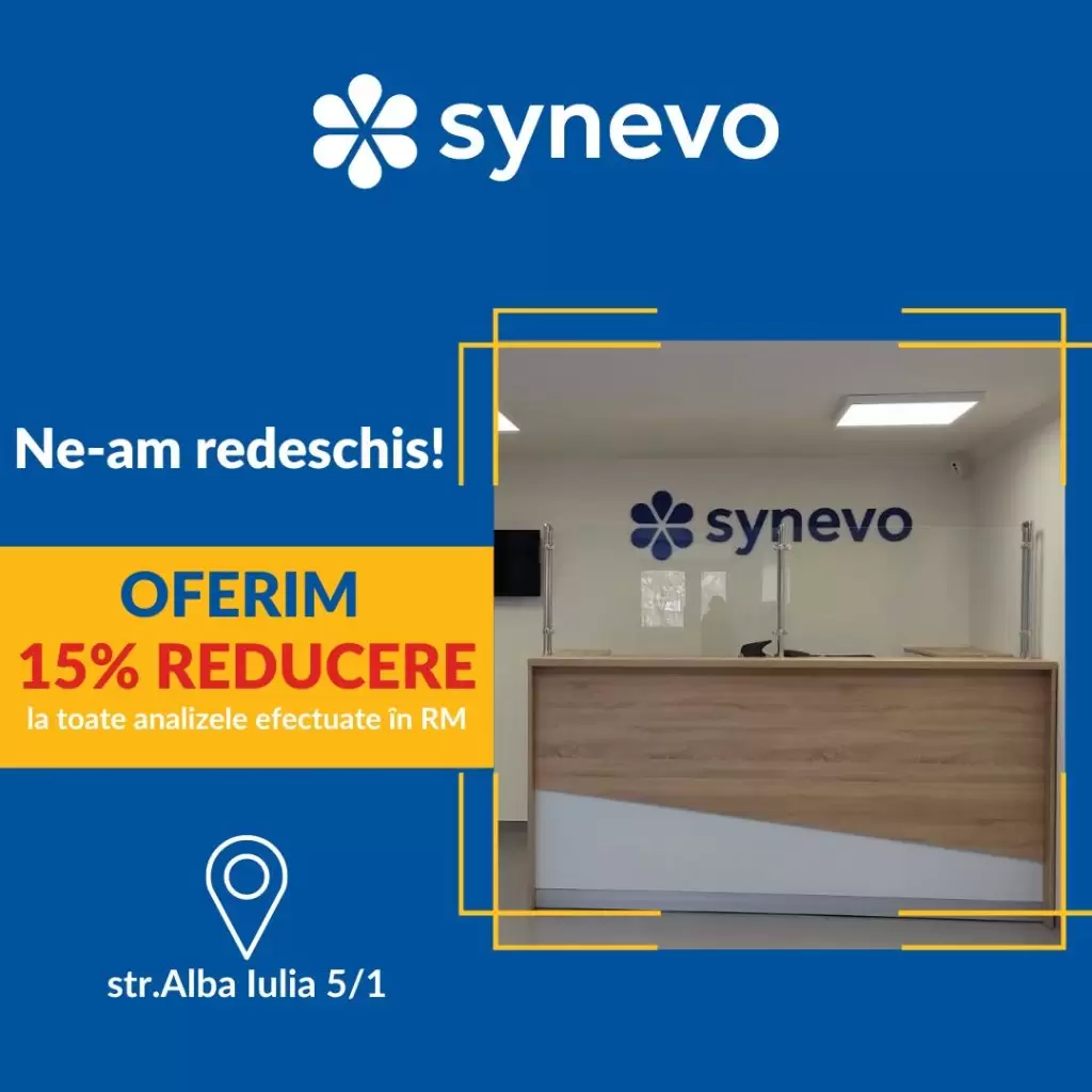 15% reducere cu ocazia redeschiderii centrului de recoltare Synevo, str. Alba Iulia 5/1! - Synevo